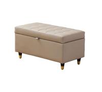 YCKEGEW Poggiapiedi Imbottito, Cassapanca Contenitore,Poggiapiedi In Pelle Con Contenitore E Coperchio, Sgabelli Per Cambiare Le Scarpe All'ingresso(Beige,78cm)