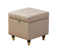 YCKEGEW Poggiapiedi Imbottito, Cassapanca Contenitore,Poggiapiedi In Pelle Con Contenitore E Coperchio, Sgabelli Per Cambiare Le Scarpe All'ingresso(Beige,40cm)