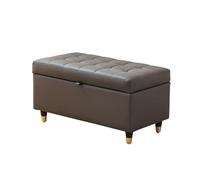 YCKEGEW Poggiapiedi Imbottito, Cassapanca Contenitore,Poggiapiedi In Pelle Con Contenitore E Coperchio, Sgabelli Per Cambiare Le Scarpe All'ingresso(Dark grey,78cm)