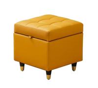 YCKEGEW Poggiapiedi Imbottito, Cassapanca Contenitore,Poggiapiedi In Pelle Con Contenitore E Coperchio, Sgabelli Per Cambiare Le Scarpe All'ingresso(Orange,40cm)