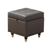 YCKEGEW Poggiapiedi Imbottito, Cassapanca Contenitore,Poggiapiedi In Pelle Con Contenitore E Coperchio, Sgabelli Per Cambiare Le Scarpe All'ingresso(Dark grey,40cm)