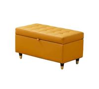 YCKEGEW Poggiapiedi Imbottito, Cassapanca Contenitore,Poggiapiedi In Pelle Con Contenitore E Coperchio, Sgabelli Per Cambiare Le Scarpe All'ingresso(Orange,78cm)