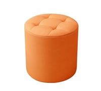 YCKEGEW Poggiapiedi Imbottito Ottomana Sgabello Da Trucco Per Toeletta, Sgabelli Bassi Poggiapiedi Per Cambiare Le Scarpe Panca Rotonda Piccola Da Salotto, Camera Da Letto, Ufficio(Orange)