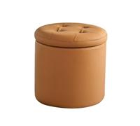 YCKEGEW Poggiapiedi Rotondo Contenitore, Piccole Sedie Da Trucco, Poggiapiedi Imbottito Trapuntato Per Soggiorno E Camera Da Letto, Sgabello Porta Scarpe(Dark orange,42cm)