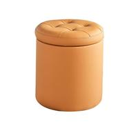 YCKEGEW Poggiapiedi Rotondo Contenitore, Piccole Sedie Da Trucco, Poggiapiedi Imbottito Trapuntato Per Soggiorno E Camera Da Letto, Sgabello Porta Scarpe(Orange,36cm)
