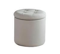 YCKEGEW Poggiapiedi Rotondo Contenitore, Piccole Sedie Da Trucco, Poggiapiedi Imbottito Trapuntato Per Soggiorno E Camera Da Letto, Sgabello Porta Scarpe(Light grey,42cm)