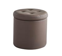 YCKEGEW Poggiapiedi Rotondo Contenitore, Piccole Sedie Da Trucco, Poggiapiedi Imbottito Trapuntato Per Soggiorno E Camera Da Letto, Sgabello Porta Scarpe(Mocha brown,42cm)
