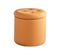 YCKEGEW Poggiapiedi Rotondo Contenitore, Piccole Sedie Da Trucco, Poggiapiedi Imbottito Trapuntato Per Soggiorno E Camera Da Letto, Sgabello Porta Scarpe(Orange,42cm)