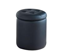 YCKEGEW Poggiapiedi Rotondo Contenitore, Piccole Sedie Da Trucco, Poggiapiedi Imbottito Trapuntato Per Soggiorno E Camera Da Letto, Sgabello Porta Scarpe(Black,36cm)