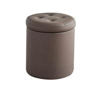 YCKEGEW Poggiapiedi Rotondo Contenitore, Piccole Sedie Da Trucco, Poggiapiedi Imbottito Trapuntato Per Soggiorno E Camera Da Letto, Sgabello Porta Scarpe(Mocha brown,36cm)
