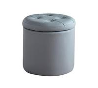 YCKEGEW Poggiapiedi Rotondo Contenitore, Piccole Sedie Da Trucco, Poggiapiedi Imbottito Trapuntato Per Soggiorno E Camera Da Letto, Sgabello Porta Scarpe(Grey,42cm)