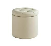 YCKEGEW Poggiapiedi Rotondo Contenitore, Piccole Sedie Da Trucco, Poggiapiedi Imbottito Trapuntato Per Soggiorno E Camera Da Letto, Sgabello Porta Scarpe(Milky apricot,42cm)