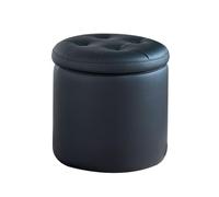 YCKEGEW Poggiapiedi Rotondo Contenitore, Piccole Sedie Da Trucco, Poggiapiedi Imbottito Trapuntato Per Soggiorno E Camera Da Letto, Sgabello Porta Scarpe(Black,42cm)