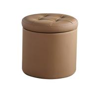 YCKEGEW Poggiapiedi Rotondo Contenitore, Piccole Sedie Da Trucco, Poggiapiedi Imbottito Trapuntato Per Soggiorno E Camera Da Letto, Sgabello Porta Scarpe(Bruin,42cm)