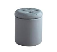 YCKEGEW Poggiapiedi Rotondo Contenitore, Piccole Sedie Da Trucco, Poggiapiedi Imbottito Trapuntato Per Soggiorno E Camera Da Letto, Sgabello Porta Scarpe(Grey,36cm)