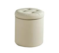 YCKEGEW Poggiapiedi Rotondo Contenitore, Piccole Sedie Da Trucco, Poggiapiedi Imbottito Trapuntato Per Soggiorno E Camera Da Letto, Sgabello Porta Scarpe(Milky apricot,36cm)
