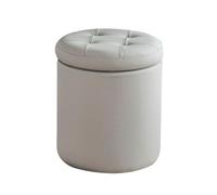 YCKEGEW Poggiapiedi Rotondo Contenitore, Piccole Sedie Da Trucco, Poggiapiedi Imbottito Trapuntato Per Soggiorno E Camera Da Letto, Sgabello Porta Scarpe(Light grey,36cm)