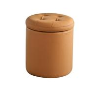 YCKEGEW Poggiapiedi Rotondo Contenitore, Piccole Sedie Da Trucco, Poggiapiedi Imbottito Trapuntato Per Soggiorno E Camera Da Letto, Sgabello Porta Scarpe(Dark orange,36cm)
