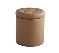 YCKEGEW Poggiapiedi Rotondo Contenitore, Piccole Sedie Da Trucco, Poggiapiedi Imbottito Trapuntato Per Soggiorno E Camera Da Letto, Sgabello Porta Scarpe(Bruin,36cm)