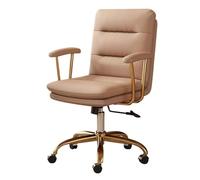 YCKEGEW Poltrona Moderna Sedie Da Ufficio Con Schienale Reclinabile A 20° Comoda Sedia Da Scrivania In Pelle Con Rotelle Sedie Girevoli Con Rotelle Per Reception, Gambe In Acciaio Dorato(Khaki)