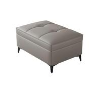 YCKEGEW Pouf In Vera Pelle Con Contenitore, Poggiapiedi Per Divano Cassapanca Contenitore, Sgabello Da Balcone E Davanzale Imbottito, Panca Da Letto(Grey)