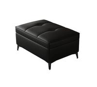YCKEGEW Pouf In Vera Pelle Con Contenitore, Poggiapiedi Per Divano Cassapanca Contenitore, Sgabello Da Balcone E Davanzale Imbottito, Panca Da Letto(Black)