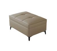 YCKEGEW Pouf In Vera Pelle Con Contenitore, Poggiapiedi Per Divano Cassapanca Contenitore, Sgabello Da Balcone E Davanzale Imbottito, Panca Da Letto(Light coffee brown)