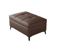 YCKEGEW Pouf In Vera Pelle Con Contenitore, Poggiapiedi Per Divano Cassapanca Contenitore, Sgabello Da Balcone E Davanzale Imbottito, Panca Da Letto(Dark brown)