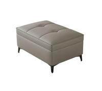 YCKEGEW Pouf In Vera Pelle Con Contenitore, Poggiapiedi Per Divano Cassapanca Contenitore, Sgabello Da Balcone E Davanzale Imbottito, Panca Da Letto(Milk tea grey)
