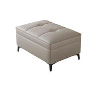 YCKEGEW Pouf In Vera Pelle Con Contenitore, Poggiapiedi Per Divano Cassapanca Contenitore, Sgabello Da Balcone E Davanzale Imbottito, Panca Da Letto(Light grey)