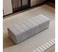 YCKEGEW Pouf Rettangolare Con Contenitore, Panca Per Camera Da Letto, Poggiapiedi Per Soggiorno,sgabello Da Posizionare Ai Piedi Del Letto, Cassapanca Per Riporre Vestiti E Coperte(Grey,60cm)