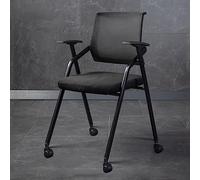 YCKEGEW Sedia da conferenza ergonomica con ruote - Sedia da ufficio pieghevole in rete per casa, scuola, sala allenamento e area d'attesa - Poltrona impilabile (colore: Nero)