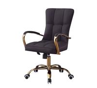 YCKEGEW Sedia Da Scrivania Ergonomica Per La Casa Sedia Da Ufficio Imbottita Con Schienale Alto Ricurvo, Poltrone Moderne In Ecopelle Con Struttura Dorata, Sedia A Dondolo(Black)