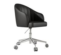 YCKEGEW Sedia Da Ufficio Girevole Regolabile Sedie Da Toeletta Per Camera Da Letto Con Schienale Curvo, Cuscino Imbottito In Pelle E Braccioli, Sedia Da Computer Moderna(Black)