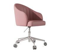 YCKEGEW Sedia Da Ufficio Girevole Regolabile Sedie Da Toeletta Per Camera Da Letto Con Schienale Curvo, Cuscino Imbottito In Pelle E Braccioli, Sedia Da Computer Moderna(Roze)