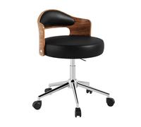 YCKEGEW Sedia Da Ufficio Per Lavoro Computer, Con Supporto Lombare Dotata Di Rotelle Girevoli, Sedia Da Toeletta In Stile Retrò Per Delle Signore,schienale Curvo In Legno(Black,Sliver Legs)