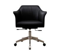 YCKEGEW Sedia Da Ufficio Per Sala Conferenze Sedia Direzionale Con Braccioli, Sedie Ergonomiche Da Scrivania Per Computer, Supporto Lombare Medio,Cuscino Imbottito In Pelle(Black)