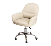 YCKEGEW Sedia ergonomica for computer con schienale medio e supporto for legname, sedia for computer di casa for camera da letto, poltrone imbottite in ecopelle con ruote girevoli(Beige)