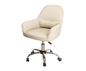 YCKEGEW Sedia ergonomica for computer con schienale medio e supporto for legname, sedia for computer di casa for camera da letto, poltrone imbottite in ecopelle con ruote girevoli(Beige)