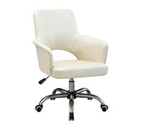 YCKEGEW Sedie Da Ufficio Con Braccioli Imbottiti Sedia Da Computer Con Schienale Medio E Ruote,Sedia Direzionale In Pelle Con Schienale Cavo,Comoda Sedia Da Lavoro(Beige)