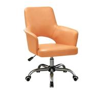 YCKEGEW Sedie Da Ufficio Con Braccioli Imbottiti Sedia Da Computer Con Schienale Medio E Ruote,Sedia Direzionale In Pelle Con Schienale Cavo,Comoda Sedia Da Lavoro(Orange)