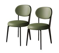 YCKEGEW Sedie moderne in ecopelle per sala da pranzo 2 PCS Sedie laterali da salotto senza braccioli Sedie da ristorante con schienale, Sedia da salotto imbottita di metà secolo(Groen,Black Legs)