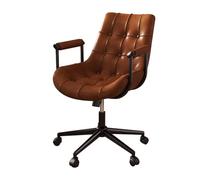 YCKEGEW Sedie Operative Girevoli Con Rotelle Comoda Sedia Da Scrivania Con Braccioli, Sedia Da Ufficio In Pelle Con Supporto Lombare, Schienale Reclinabile Da 90 A 110°(Bruin,Steel Legs)