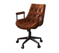 YCKEGEW Sedie Operative Girevoli Con Rotelle Comoda Sedia Da Scrivania Con Braccioli, Sedia Da Ufficio In Pelle Con Supporto Lombare, Schienale Reclinabile Da 90 A 110°(Bruin,Nylon Legs)