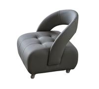 YCKEGEW Sgabello da tè con ruote e schienale, sedia con schienale for cambiare le scarpe, sgabelli da divano imbottiti in pelle, rotazione mobile flessibile, for camera da letto e soggiorno(Grey,L)