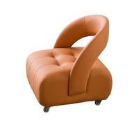 YCKEGEW Sgabello da tè con ruote e schienale, sedia con schienale for cambiare le scarpe, sgabelli da divano imbottiti in pelle, rotazione mobile flessibile, for camera da letto e soggiorno(Orange,S)