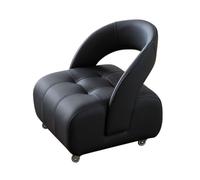 YCKEGEW Sgabello da tè con ruote e schienale, sedia con schienale for cambiare le scarpe, sgabelli da divano imbottiti in pelle, rotazione mobile flessibile, for camera da letto e soggiorno(Black,L)