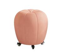 YCKEGEW Sgabello Da Trucco Vanity Sgabello Moderno Rivestito In Velluto Panca Rotonda Piccola A Forma Di Zucca, Poggiapiedi Ottomano Per Camera Da Letto E Ingresso(Roze,With Wheels)