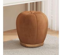 YCKEGEW Sgabello Da Trucco Vanity Sgabello Moderno Rivestito In Velluto Panca Rotonda Piccola A Forma Di Zucca, Poggiapiedi Ottomano Per Camera Da Letto E Ingresso(Bruin,Fixed base)