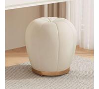 YCKEGEW Sgabello Da Trucco Vanity Sgabello Moderno Rivestito In Velluto Panca Rotonda Piccola A Forma Di Zucca, Poggiapiedi Ottomano Per Camera Da Letto E Ingresso(Beige,Fixed base)